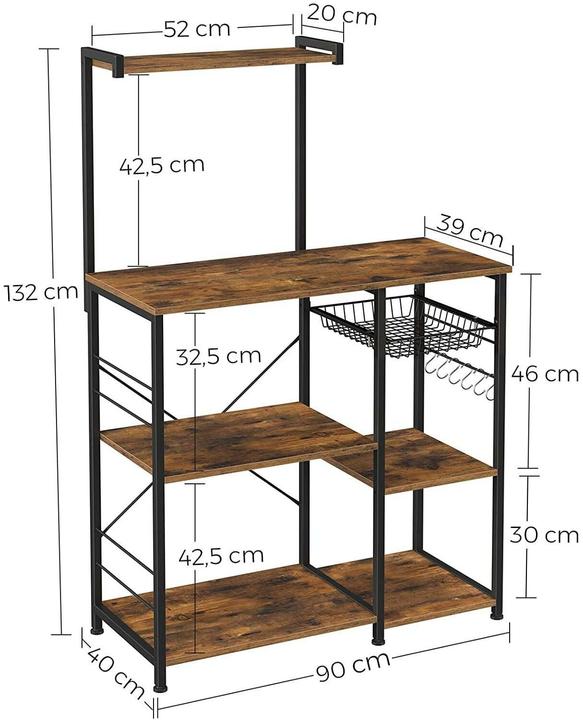 Produktbild Vasagle Küchenregal (90 x 40 x 132 cm)