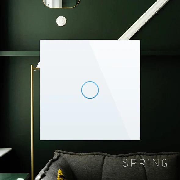 Actual product image Spring Two Gang, One Way Touch Switch, Glass White
