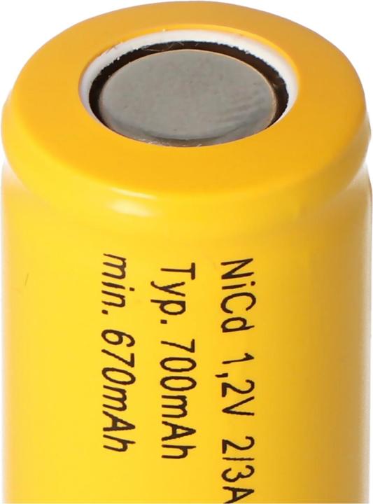 Produktbild AccuCell 2/3 A Cadnica NICD Akku Flattop ohne Lötfahne (2/3 A, 700 mAh)