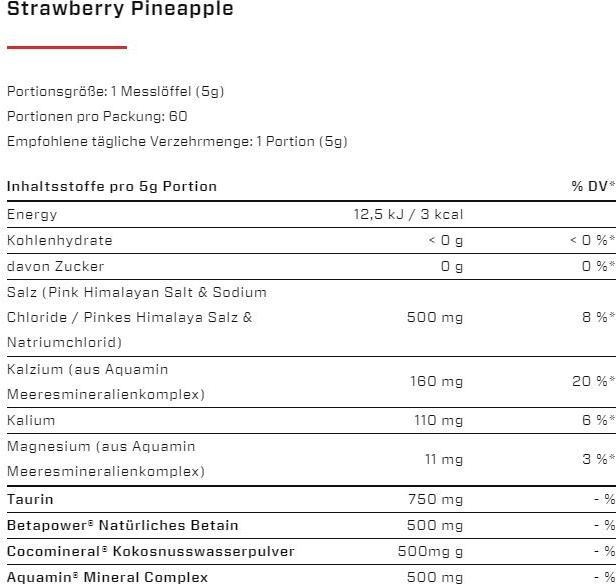 Nährwerte und Zutaten Vast Hydro (300G Dose) (Ananas, Erdbeere, 1 Stk., 300 g)