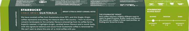 Nutritional values and ingredients Starbucks Single-Origin Guatemala by Nespresso Blonde Roast coffee (10 x Port.)