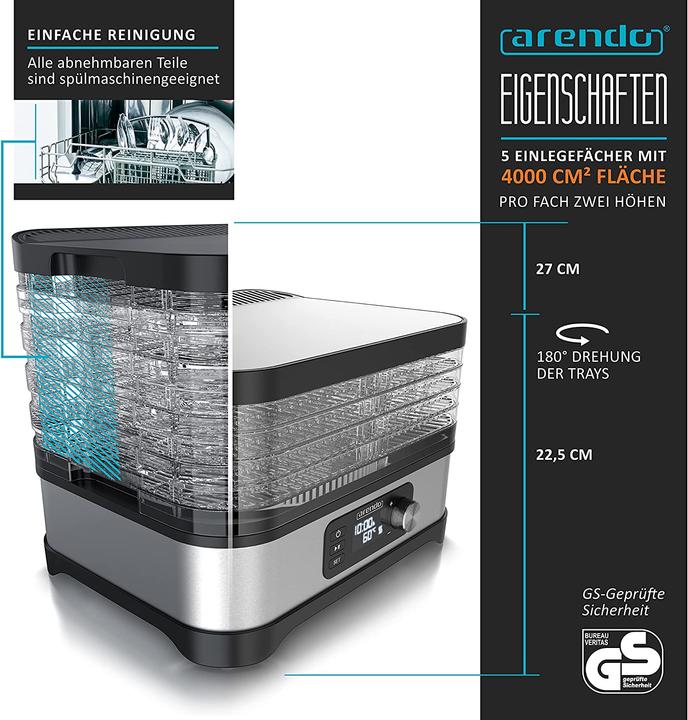 Actual product image Arendo Dehydrator 400 W
