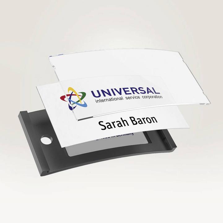 Actual product image Badgepoint POL30MA02-10DR Name badges, 65 x 30 mm, dark grey