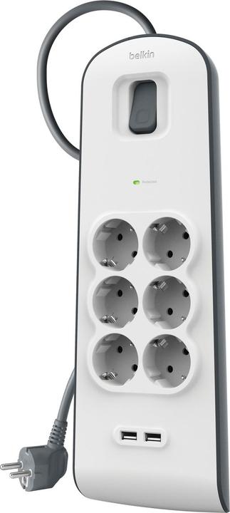 Actual product image Belkin Steckdosenleiste 6-fach + 2xUSB-A, 2m Kabel BSV604vf2M-V2 (6 x, USB, 2 m)