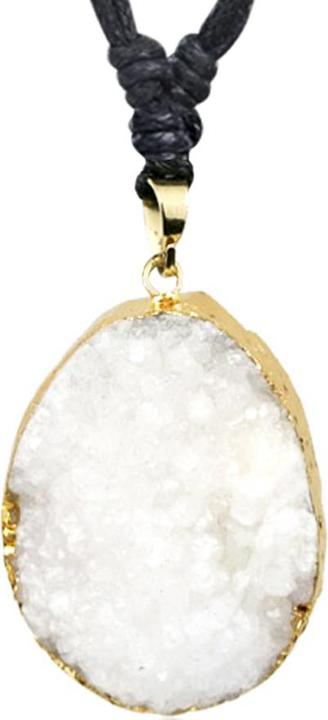 Star Piercing Halskette schwarz Anhänger aus Quarz Druzy Achat Stein (Messing, Mineralisch)