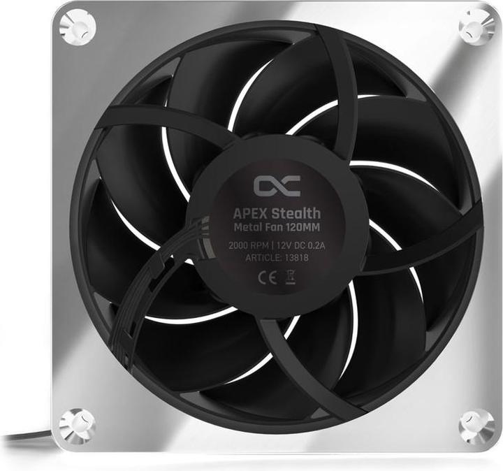 Actual product image Alphacool Apex Stealth Metal Power 120mm Fan 3000rpm (silver/black) (120 mm, 1 x)