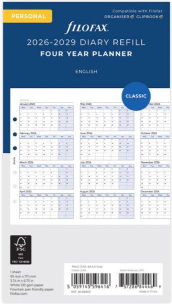 Filofax Pe Jahrespl.4-Jahre Englisch (Englisch)