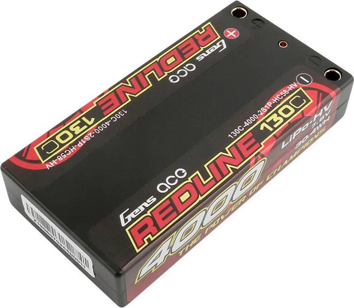 Produktbild Gens Ace Redline Series 4000mAh 7.6V 130C 2S1P HardCase HV Lipo Battery (7.60 V, 4000 mAh)