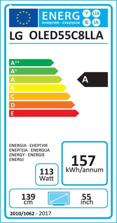 Energie-Label LG OLED55C8LLA (55", OLED, 4K, 2018)