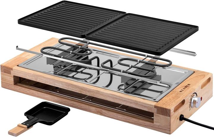 Actual product image KLAMER Raclette 8 Personen 1500W Raclette Grill mit Holzgestell