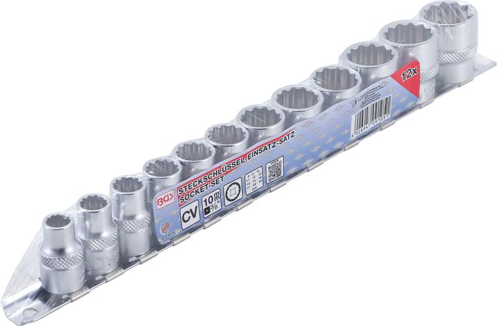 Actual product image BGS Socket Set, 12-point 10 mm (3/8") Drive 8 - 19 mm 12 pcs.