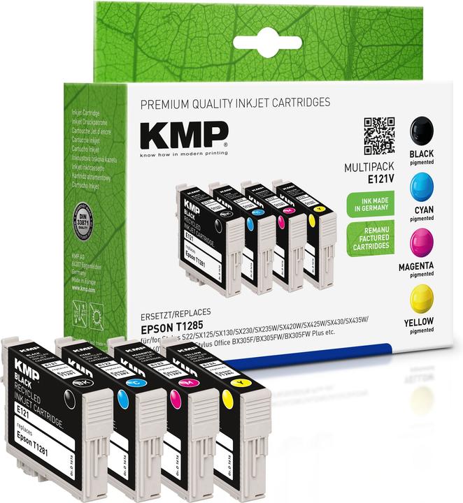 Produktbild KMP E121V Multipack BK/C/M/Y kompatibel mit Epson T 128 (M, C, Y, BK)