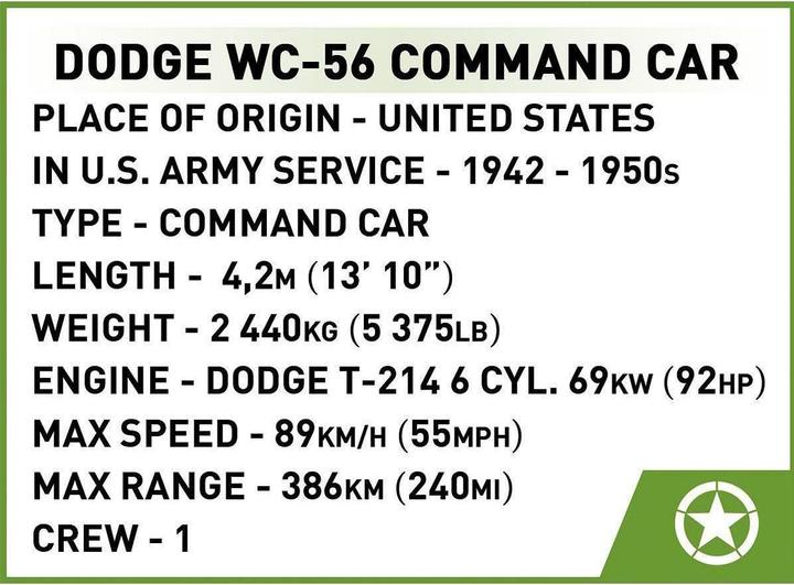Nutritional values and ingredients Cobi 3111 Doge WC-56 command car D- day