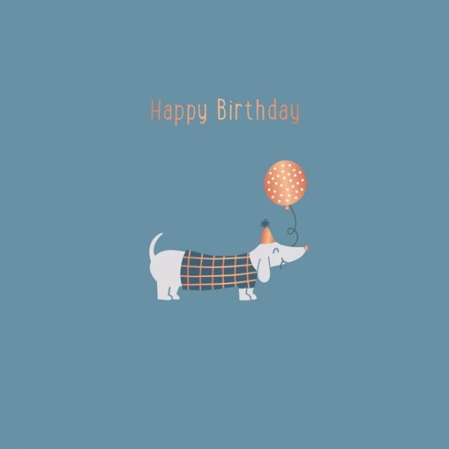 Produktbild Geburtstagskarte Happy Birthday - Hund mit Ballon - QuadrArt (1 Stk.)