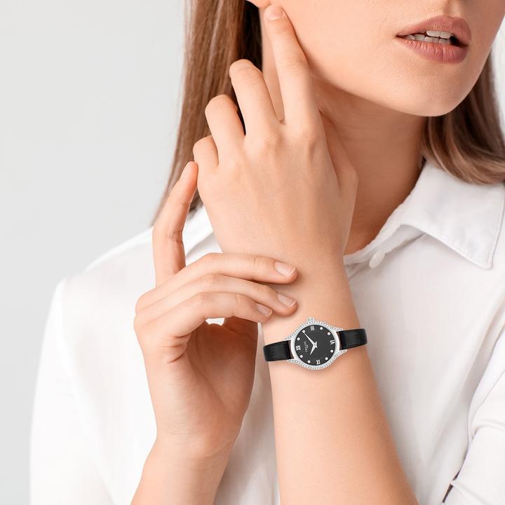 Actual product image Trilani Ladies Quartz Watch Genuine Leather Black - 30494 (Analogue wristwatch, 26 mm)
