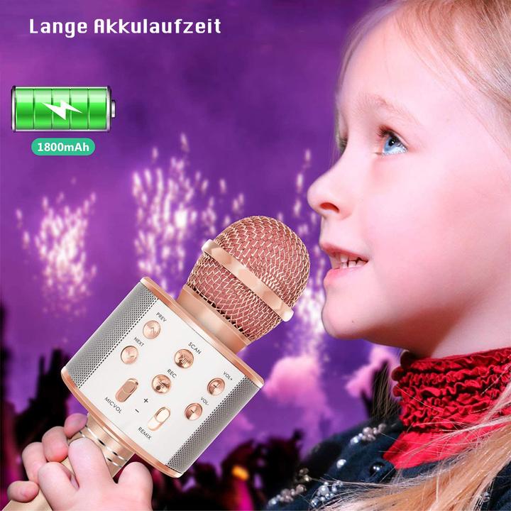 Immagine prodotto Esmée Microfono per karaoke con Bluetooth, AUX e altoparlante - oro rosa (iOS/Android)