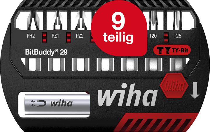 Produktbild Wiha Bit Set BitBuddy 8tlg TY-Bit 29 mm 1/4" C6,3 PH,PZ,TORX Schraubanwendungen Impact- Schlagschrauber (Innensechsrund TX M20, Innensechsrund TX M15, Innensechsrund TX M25)
