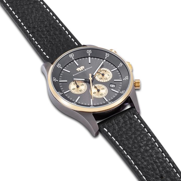 Actual product image Mens Chronograph Goodwill Genuine Leather Black - 29870 (Chronograph, 43 mm)