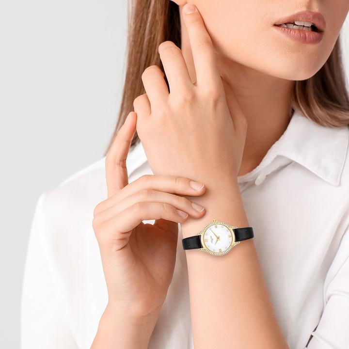 Image du produit Trilani Montre à quartz pour femme en cuir véritable noir - 30492 (Montre analogique, 26 mm)