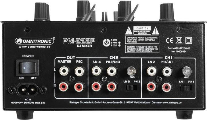 Image du produit Omnitronic PM-222P Table de mixage DJ 2 canaux avec lecteur (Contrôleur DJ)