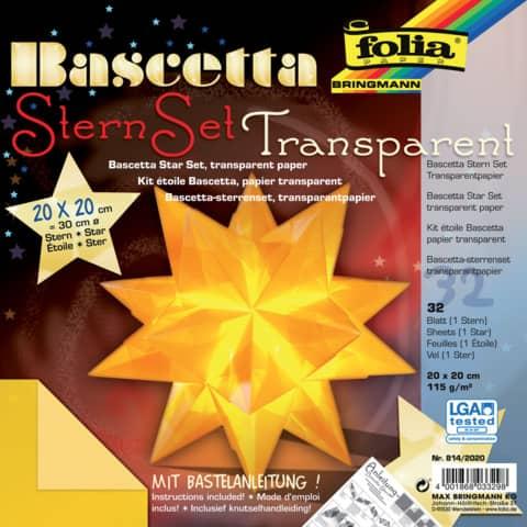 Folia Vouwblad Bascetta ster, geel-transparant (32 x)