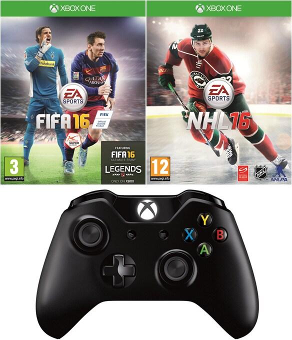 Microsoft FIFA 16 + NHL 16 + Wireless Controller Bundle