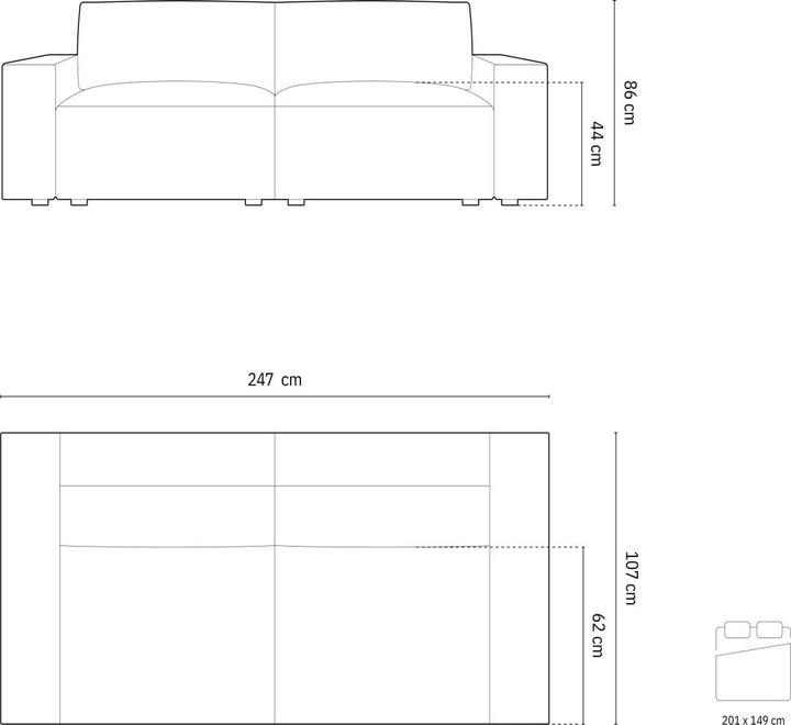 Actual product image Micadoni Sofa With Bed Function And Box, "Jodie", 3 Seats, 247x107x86 Made in Europe (2 person sofa, 3-seater, 4-seater)