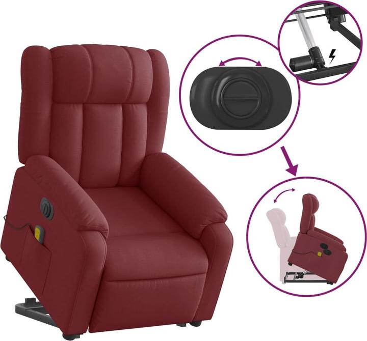 Immagine prodotto VidaXL Poltrona massaggiante con ausilio stand-up poltrona TV elettrica tessuto rosso vino