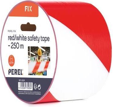 Actual product image Perel Red/white safety tape - 250 m - roll (80 mm)