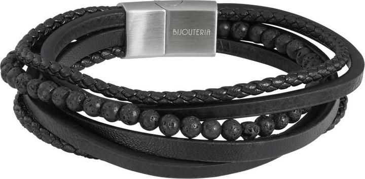 Immagine prodotto Bijouteria Bracciale (21 cm, Cuoio, Acciaio inossidabile, Pietra lavica)