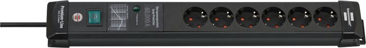 Actual product image Brennenstuhl Premium-Line, power distribution unit, 6 sockets, 3m, black, with switch and surge p... (6 x, CEE 7/3, 3 m)