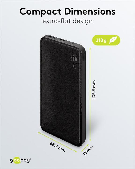 Actual product image Goobay Powerbank Slimline 10.000 mAh (10000 mAh, 37 Wh)