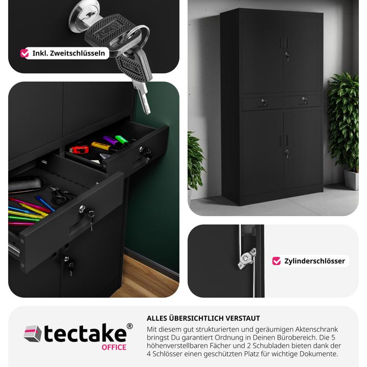 Produktbild tectake Aktenschrank (80 x 40 x 180 cm)