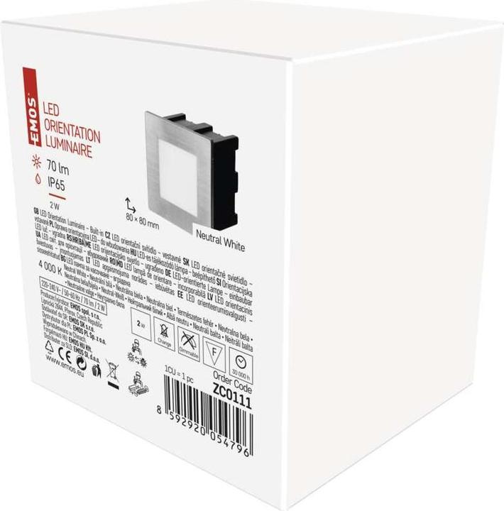 Image du produit Emos Luminaire LED pour escalier - encastré 80×80 1,5W neut. blanc IP65 (65 lm)