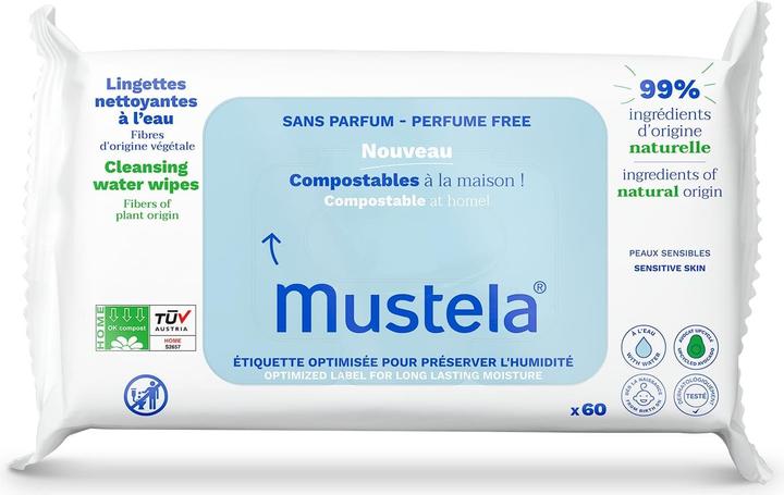 Produktbild Mustela Biologisch abbaubare, kompostierbare Wischtücher für zu Hause (60 Stück)