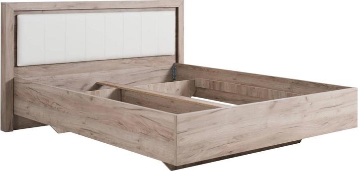 Image du produit Floki24 Lit double en bois Lit rembourré Cadre de lit matrimonial avec sommier à lattes Chêne gris (160 x 200 cm)