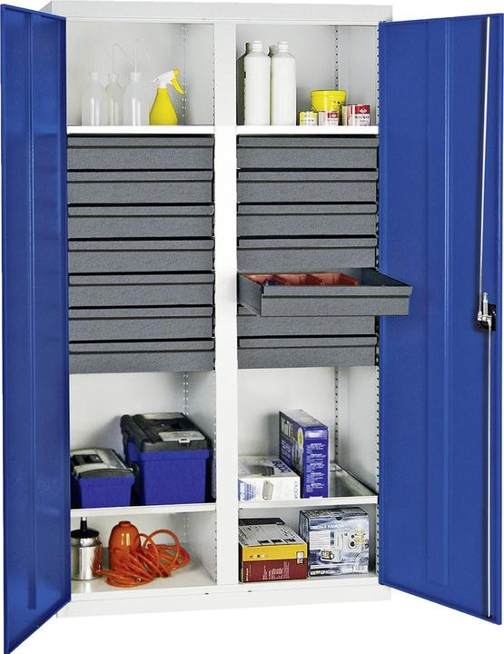 Produktbild Stumpf Werkzeugschrank 14 Schubladen 4 Fachböden 1800x1000x500mm grau enzianblau (100 cm, 180 cm)