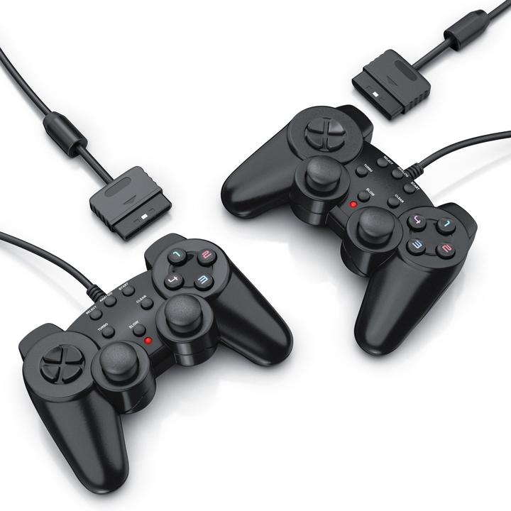 Image du produit CSL 2x PlayStation Controller, PS2 Gamepad avec double vibration (effet Rumble), précision & confort (PS2)