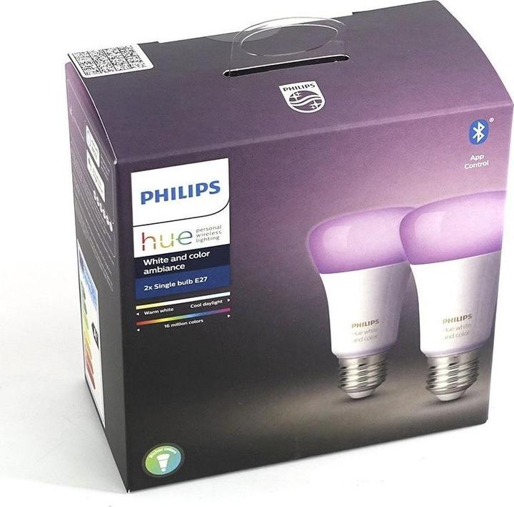 Image du produit Philips Hue White & Color Ambiance BT (E27, 9.50 W, 806 lm, 2 x, F)