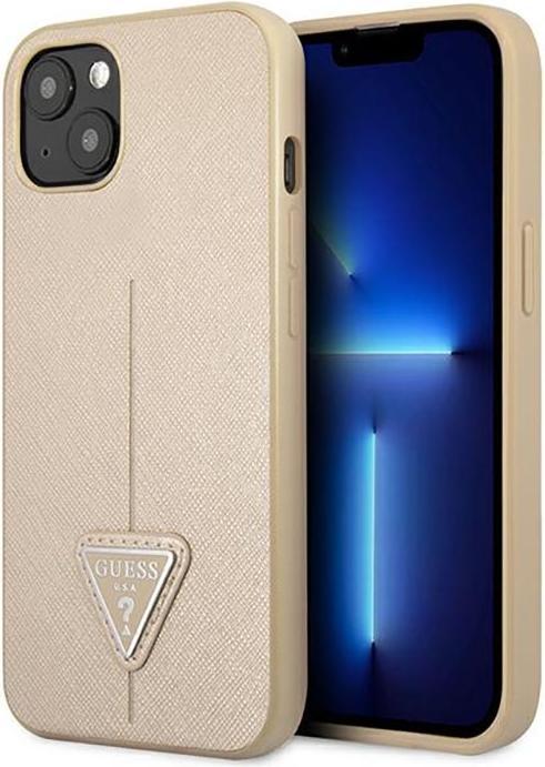 Image du produit Guess GUHCP14SPSATLE iPhone 14 6,1" beżowy/beige étui rigide SaffianoTriangle Logo (Apple iPhone 14)