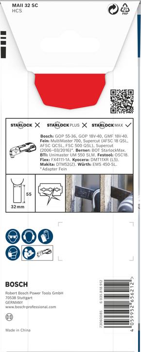 Immagine prodotto Bosch Professional Zubehör Lama PRO MAII 32 SC per utensili multifunzione, 32 x 55 mm
