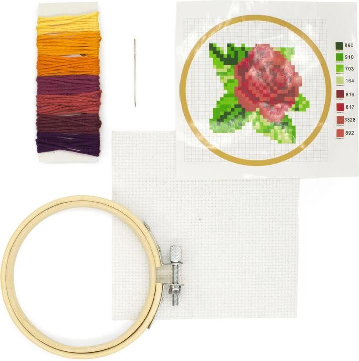 Image du produit Kikkerland Kit de broderie Mini Cross Stitch - Rose