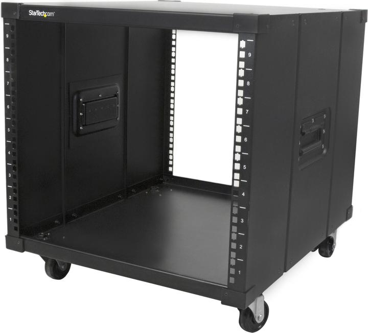 Produktbild StarTech Mobiles Server Rack mit Griffen - rollbarer Serverschrank / Netzwerschrank - 9HE (9 HE, 19 Zoll Rack)