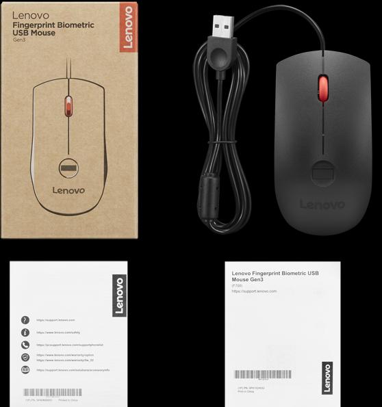 Produktbild Lenovo Fingerprint Biometric USB Mouse Gen3 (Kabelgebunden)