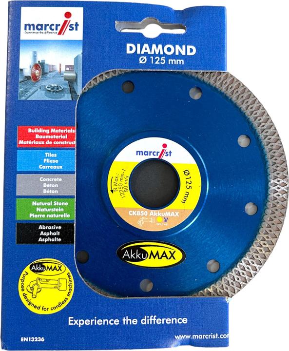 Produktbild Marcrist Diamant-Trennscheibe CK850 AkkuMax 125 x 22,23 mm Fliesen
