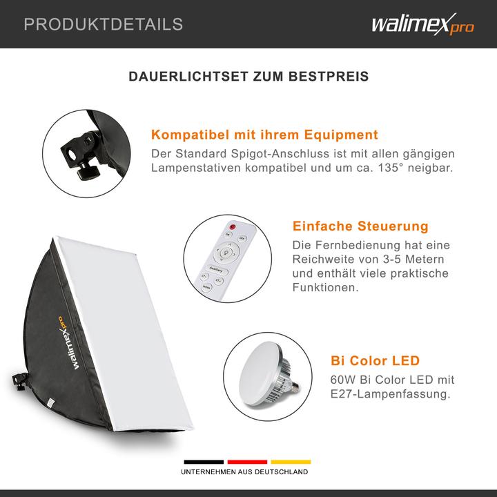 Actual product image Walimex pro 60W Softbox Bi Color Kit 2 (Soft boxes)