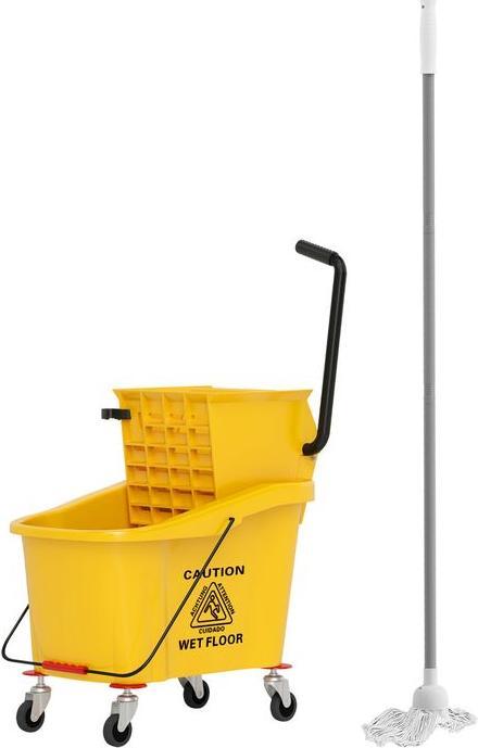 Actual product image Swisshandel24 Putzwagen Reinigungswagen 36 Liter Eimer mit Presse, Mopp und Griff Gelb (1 pcs.)