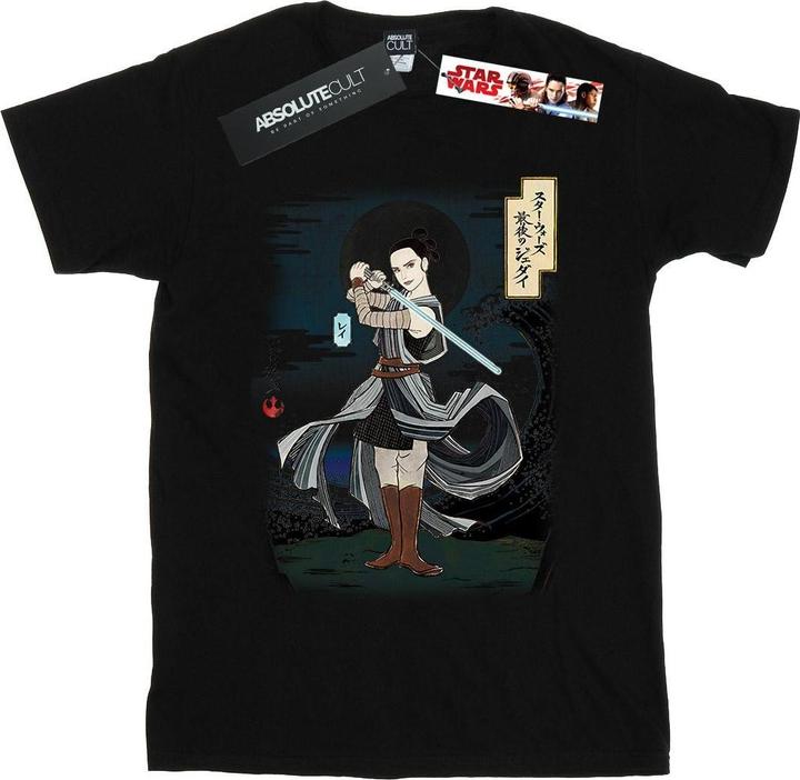 Actual product image Star Wars Womens/Ladies The Last Jedi Japanese Rey Cotton Boyfriend T-Shirt (3XL)