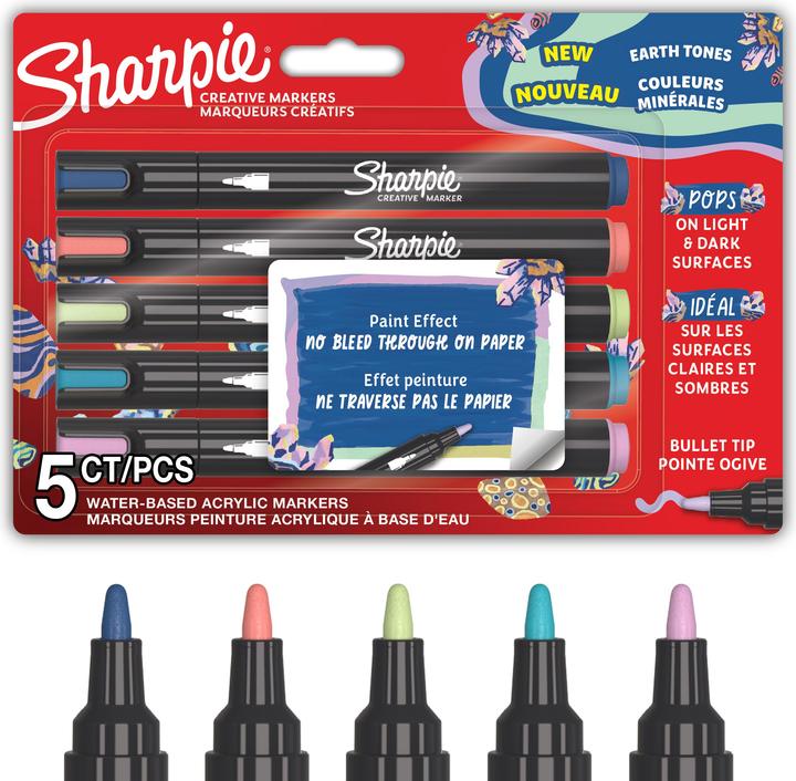 Sharpie - Creative Marker Acrylic Paint Pens - Earth Tones - Bullet Tip - Assorted Colours - 5 C... (Earth tones, 5 x)