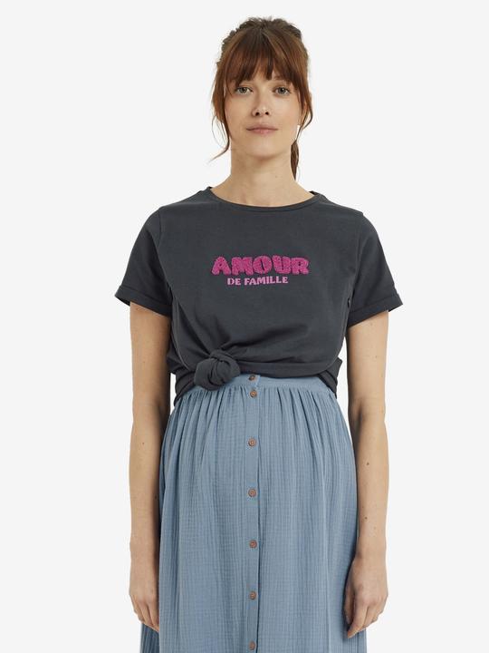 Actual product image Vertbaudet Organic collection: T-shirt for pregnancy and breastfeeding with AMOUR lettering (W32/L34)